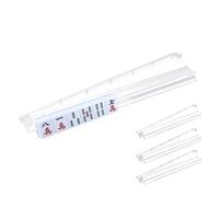 Diegimr D4pcs Mahjong Racks with Pushers, Transparent Acrylic Mahjong All-in-One Tile Rack & Pusher Tile Organizer Mah Jong Holder for Dominoes Party Board Game Accessories