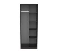 Diego J Tall Wardrobe Black 5 Shelves 197cm