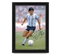 Diego Maradona Argentine Football Legend Poster Print - Limited Edition Autograph Fan Gift - Collectible Memorabilia Merchandise (Framed A4 (30x21cm))