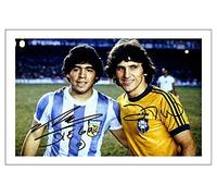 Diego Maradona & Zico Signed 12x8 Inch Photo Print With Pre Printed Signature Brazil & Argentina Soccer Autograph Gift