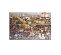 Diego Rivera Poster Work《The Great Tenochtitlan》 Painting On Canvas Wall Art Scroll Picture Print Living Room Walls Decor Homes 08x12inch(20x30cm)