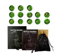 DIEKE 13Pcs Glass Runes Stone With Instruction And Velvets Pouches Irregular Divination Runes Stone Metaphysical Heal Glass Signs Roundels Sacred Symbol Engraved Pocket