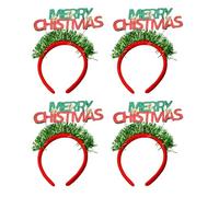 DIEKE 4Pcs Christmas Letter Headbands Set Christmas Themed Letters Headbands For Girl Festival Hair Hoop Collection Holiday Headpieces