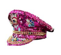 DIEKE Bejeweled Crystal Captain Hat Bride Hat Party For Bachelorette Party Headgear Versatile For Club Stage Fashionable Headpiece