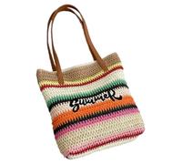 DIEKE Fashionable Rainbow Woven Beach Bag Large Capacity Shoulder Bags Vacation Handbag For Trendy Women Who Love The Outdoor Women's Woven Beach Purse