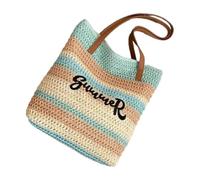 DIEKE Fashionable Rainbow Woven Beach Bag Large Capacity Shoulder Bags Vacation Handbag For Trendy Women Who Love The Outdoor Women's Woven Beach Purse