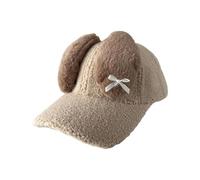DIEKE Popular Baseball Hat for Adult Teens Adjustable Warm Caps Breathable Rabbits Ears Hat Fashion Lamb Wool Photo Headpiece Funny Ear Khaki