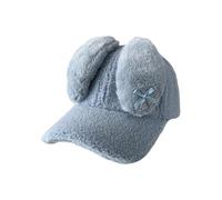DIEKE Popular Baseball Hat for Adult Teens Adjustable Warm Caps Breathable Rabbits Ears Hat Fashion Lamb Wool Photo Headpiece Funny Ear Blue