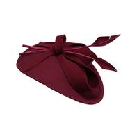 DIEKE Stylish Elegant Pillbox Hat for Bridal Showers Vintage Fascinator Hat Fascinator Headband for Women Wedding Vintage Wedding Maroon red