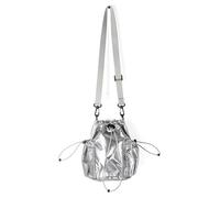 DIEKE Stylish Pleated Drawstring Bucket Bag Nylon Shoulder Purse Crossbody Bags For Shopping And Travel For Women Adjustable Strap Bag