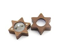 DIEKE Wood Bearer Box Wedding Engagement Holder Box Jewelry Box Favor 6 Pointed Star Walnut Jewelry Box