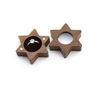 DIEKE Wood Bearer Box Wedding Engagement Holder Box Jewelry Box Favor 6 Pointed Star Walnut Jewelry Box