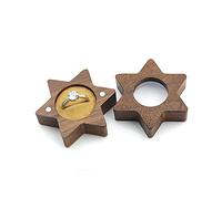 DIEKE Wood Bearer Box Wedding Engagement Holder Box Jewelry Box Favor 6 Pointed Star Walnut Jewelry Box