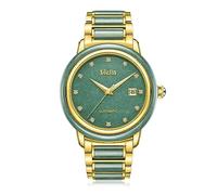 Diella Mens Automatic Watch, Crown with Sapphire, Dial Jade Inlay Exudes a Refined and Elegant Style Date Calendarm, Luminous Display, 5ATM for Men Highend Luxurious Watches Gift (AD6001G)