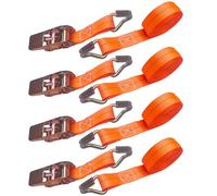DIEMER® Pack of 4 Ratchet Straps with Double Hooks, 4m x 25mm Heavy Duty Ratchet Tie Down Straps, Adjustable Tie Down Straps, Lashing Straps for Trailers, Cars and Luggage - 800KG Load Capacity