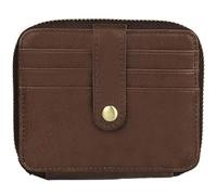 Dienbona 13 Card Slots Genuine Leather Minimalist Zipper Accordion Purse, Slim Multi Pockets Zip Around Wallet with Key Ring Strap, Compact Card Organizer with Key Ring Strap, Chestnut Brown, Genuine