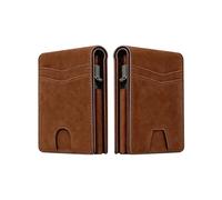 DIENQI 2026 Wallet for Men - RFID [Functional & Practical] Bifold Slim Minimalist Wallet 9-13 Cards,Credit Card Holder Pop Up Men Wallet Metal Case with Cash Slot, Front Pocket with ID Window, Coffee