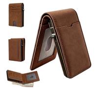 DIENQI Card Wallet For Men Slim: Smart Rfid Minimalist Front Pocket Pop Up Wallet with ID Window - Gifts for Husband Father at Birthday Anniversary, Coffee, minimalist wallet, Minimalist