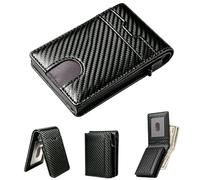 DIENQI Card Wallet For Men Slim: Smart Rfid Minimalist Front Pocket Pop Up Wallet with ID Window - Gifts for Husband Father at Birthday Anniversary, Carbon Black, minimalist wallet, Minimalist