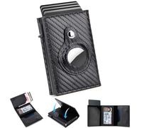 DIENQI Mens Front Pocket Wallet AirTag Wallet Card Holder for AirTag RFID Technology Minimalist Wallet for Men for Apple Air Tag, Carbon Black, 0.6 x 2.56 x 3.94 inches, Multifunction,fashion,luxury