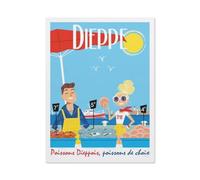 Dieppe France Market，Puzzle 1000 Pieces Wood Puzzle Adult Children;s Educational Toy Family Decompression Game-BQ439-38x52cm