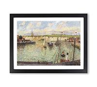 Dieppe Port By Camille Pissarro Classic Painting Framed Print | A2 Black Framed Wall Art | Ready to Hang | Classic Historical Picture | Living Room Bedroom Lounge Office