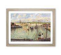Dieppe Port By Camille Pissarro Classic Painting Framed Print | A4 Oak Framed Wall Art | Ready to Hang | Classic Historical Picture | Living Room Bedroom Lounge Office