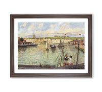 Dieppe Port By Camille Pissarro Classic Painting Framed Print | A4 Walnut Framed Wall Art | Ready to Hang | Classic Historical Picture | Living Room Bedroom Lounge Office