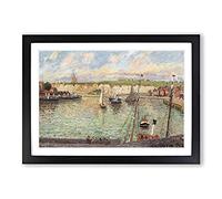 Dieppe Port by Camille Pissarro Framed Print | A2 Black Framed Wall Art | Ready to Hang | Modern Nature Picture | Living Room Bedroom Lounge Office