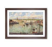 Dieppe Port by Camille Pissarro Framed Print | A2 Walnut Framed Wall Art | Ready to Hang | Modern Nature Picture | Living Room Bedroom Lounge Office