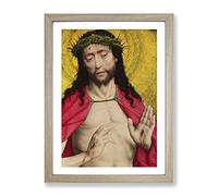 Dieric Bouts Christ Crowned With Thorns Classic Painting Framed Wall Art Print, Ready to Hang Picture for Living Room Bedroom Home Office Décor, Oak A3 (34 x 46 cm)