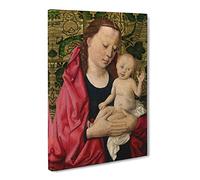 Dieric Bouts Madonna With Child No.2 Classic Painting Canvas Wall Art Print Ready to Hang, Framed Picture for Living Room Bedroom Home Office Décor, 24x16 Inch (60x40 cm)