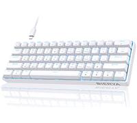 Dierya DK61se Wired Gaming Keyboard with Blue Switches, LED Backlit Ultra-Compact 61 Keys Mini Office Keyboard for Windows Laptop PC Gamer Typist (White)