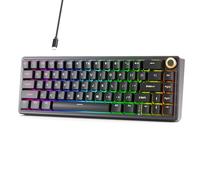 DIERYA DK68E 60% Mechanical Gaming Keyboard, Hot Swappable, Pre-Lubed Linear Switches, Gasket Mount, 5-Layer Dampening Foam, Programmable, Volume Knob, RGB Backlit, 68 Keys, Wired, Black