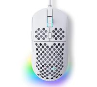 Dierya x TMKB Falcon M1SE Gaming Mouse, 12800DPI Optical Sensor, 6 Programmable Buttons, Customisable RGB Lighting, Ergonomic & Lightweight Honeycomb Design for PC/Laptop/Mac - USB Wired - Matt White