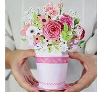 Diese Klappkarten Flower Pop Up Card - 3D Flowers Bouquet Greeting Card for Birthday Mother's Day Anniversary Get Well 15cm x 20cm (5-7/8" x 7-7/8") - Roses Small Bouquet