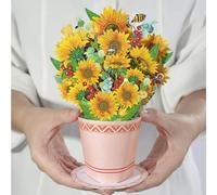 Diese Klappkarten Flower Pop Up Card - 3D Flowers Bouquet Greeting Card for Birthday Mother's Day Anniversary Get Well 15cm x 20cm (5-7/8" x 7-7/8") - Sunflowers Small Bouquet