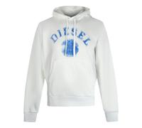 Diesel Blue Faded Circle Logo White Hoodie - XL
