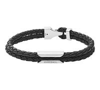 Diesel Bracelet for Men Stackables, L 18.5cm black Leather Bracelet, DX1247040