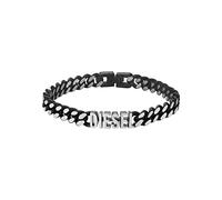 Diesel Jewellery Diesel Font Black & Stainless Steel Chain Bracelet 0.8x0.5cm, 18.5cm
