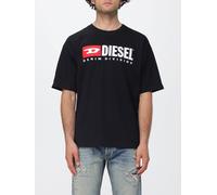 DIESEL Crew Neck Cotton T-Shirt with Contrast Logo and Dropped Shoulders - Size: M - male