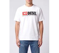 DIESEL Crew Neck Cotton T-Shirt with Contrast Logo and Dropped Shoulders - Size: S - male