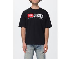 DIESEL Crew Neck Cotton T-Shirt with Contrast Logo and Dropped Shoulders - Size: XL - male