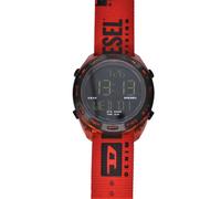 DIESEL CRUSHER Mens Wristwatch Red Fabric Strap Digital Chrono Timer Alarm DZ...