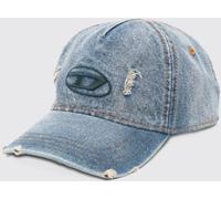 DIESEL Distressed Denim Baseball Cap with Embroidered Oval D Logo - Size: 2 - male