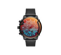 Diesel DZ4519 Griffed Chronograph Digital Black Dial Men's Watch - 48mm, 50m Water Resistant, Black Leather Strap