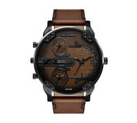 Diesel DZ7492 Mr Daddy Slim Black IP Brown Leather Strap Watch - W11344