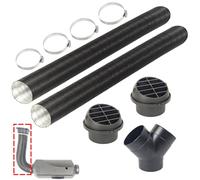 Diesel Heater Ducting Pipe Set, Air Diesel Heater Set, Parking Air Duct 2 Heating Ducts 2 Heaters Ducting Vent Outlets 1 Y-Pipe and 4 Hose Clamps, Suitable for Cars and Trucks Replacement Parts