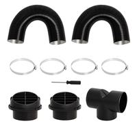Diesel Heater Ducting Set 75mm T Piece Exhaust Pipe Warm Air Outlet Vent | 2 Warm Air Ducting Hoses, 2 Mushroom Head Tuyere, 4 Hose Clips and Screwdriver, Splits Warm Air into Two Outlets