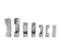 Diesel Injector Fuel Line Socket Wrench Set, 3/8 & 1/2 Drive, 10mm-19mm Union Nut Sockets, Metal Hand Tool Kit for ABS Pipes, Master Cylinder, Coolant and Wired Sensors, Silver, 7pcs